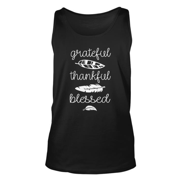 Grateful Thankful Blessed Cute Boho Feathers Thanksgiving Unisex Tank Top