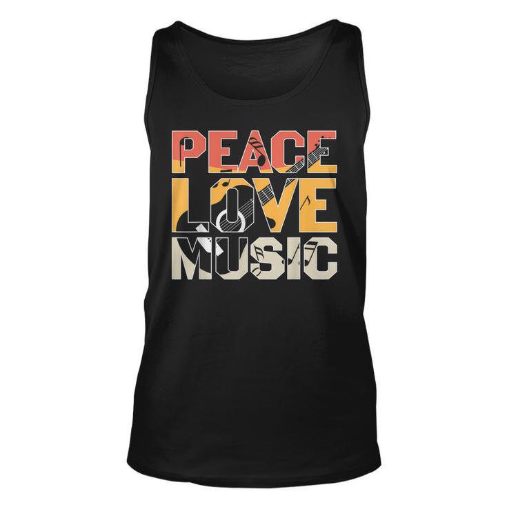 Guitar  Retro Peace Love Music Band Gift Guitarist  Unisex Tank Top