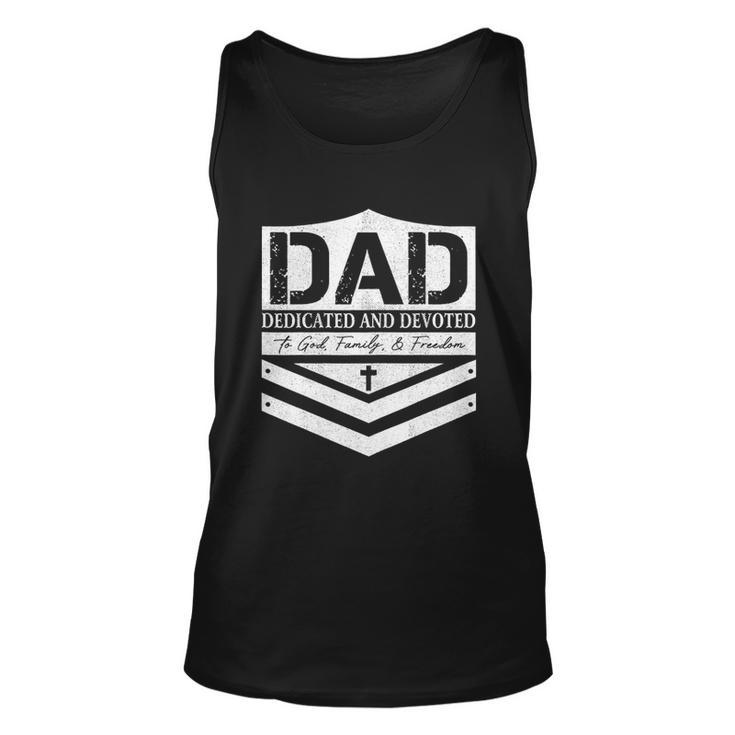 Happy Fathers Day Dad Dedicated And Devoted  Unisex Tank Top