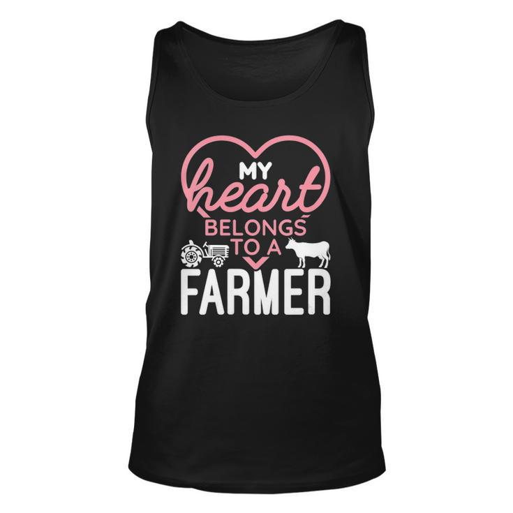 Womens My Heart Belongs To A Farmer Romantic Farm Wife Girlfriend Tank Top