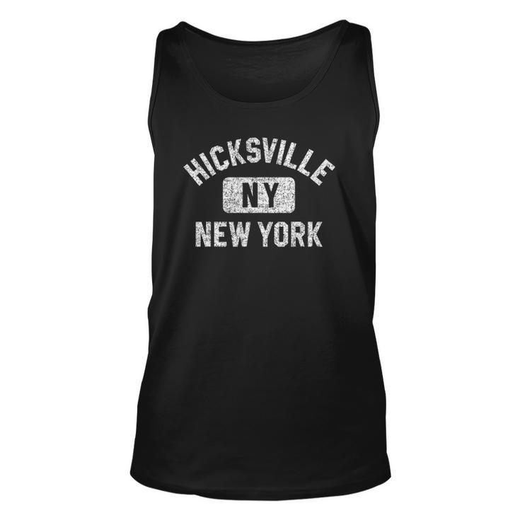 Hicksville Ny New York Gym Style Distressed White Print Unisex Tank Top