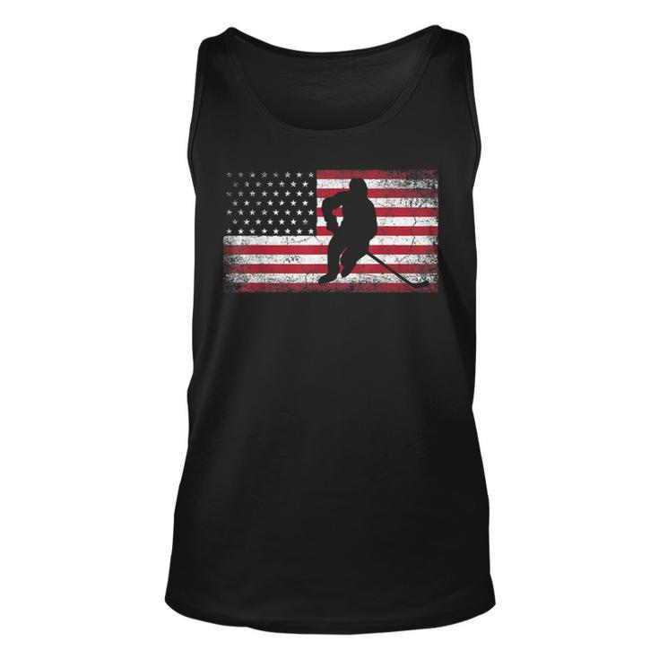 Hockey American Flag 4Th Of July Patriotic Usa Dad Men Son Unisex Tank Top