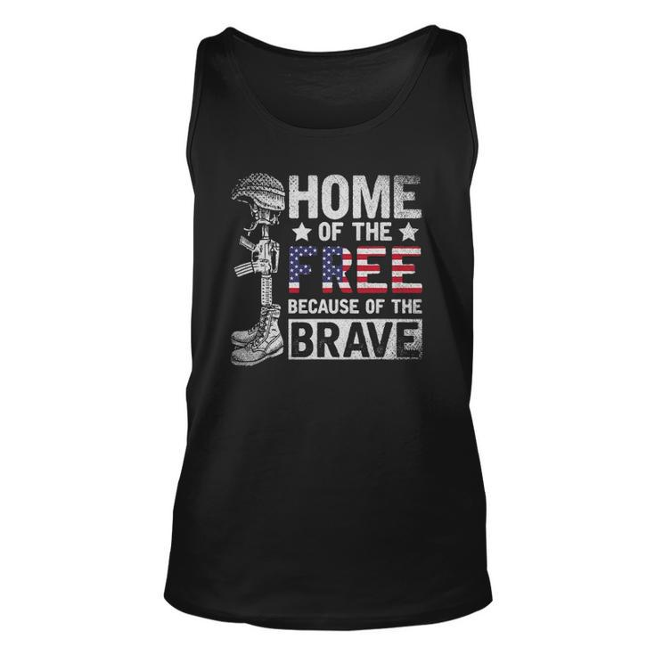 Mens Home Of The Free Because Of The Brave Proud Veteran Soldier Tank Top