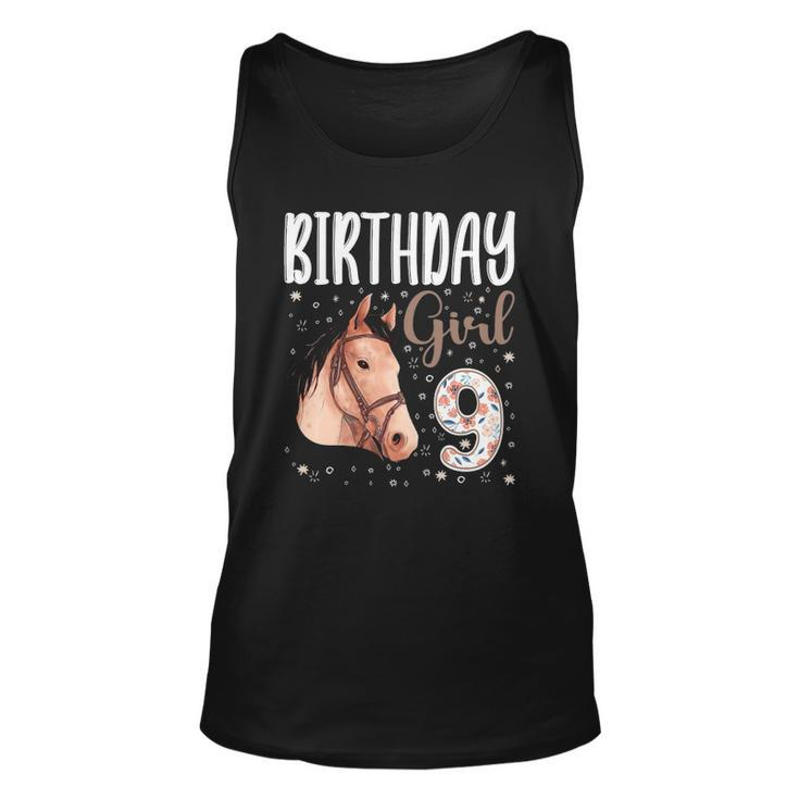 Horse Animal Lovers 9Th Birthday Girl B-Day 9 Years Old Unisex Tank Top