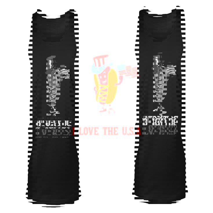 Hot Diggity Dog I Love The Usa - Happy 4Th Of July Hotdog  Unisex Tank Top