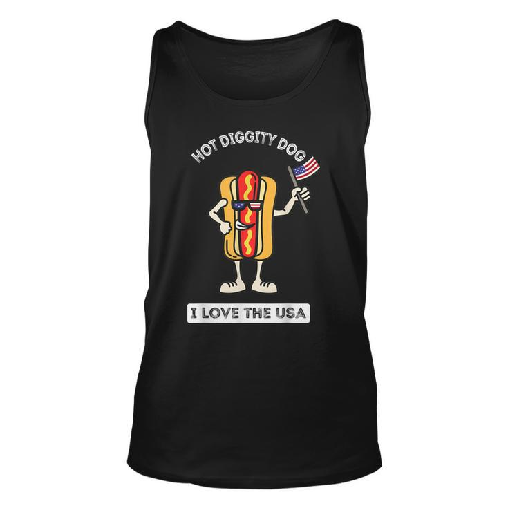 Hot Diggity Dog July 4Th Patriotic Bbq Picnic Cookout Funny  Unisex Tank Top