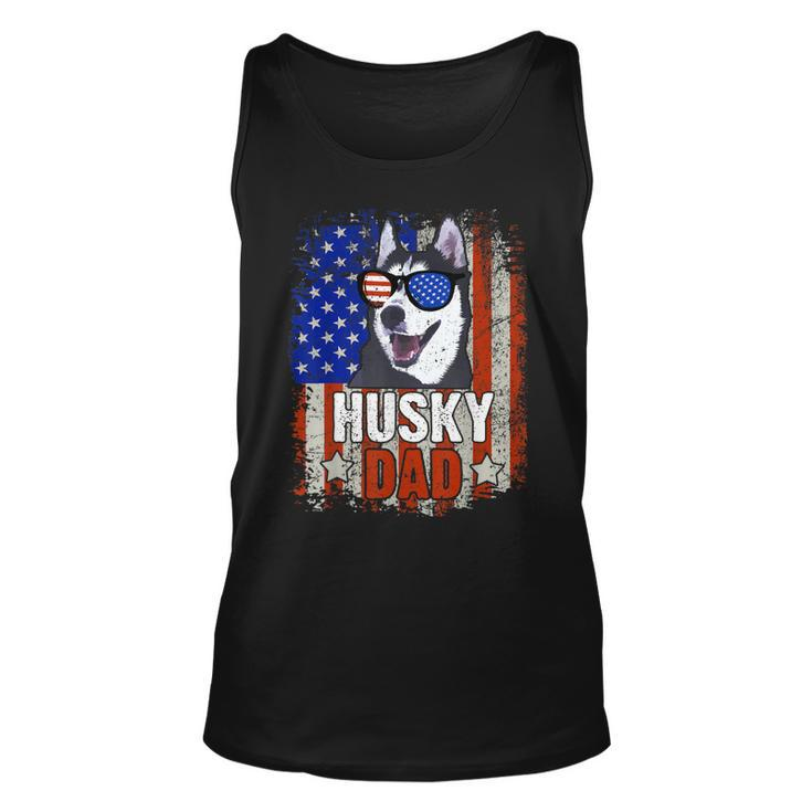 Husky Dad 4Th Of July American Flag Glasses Dog Men Boy  Unisex Tank Top