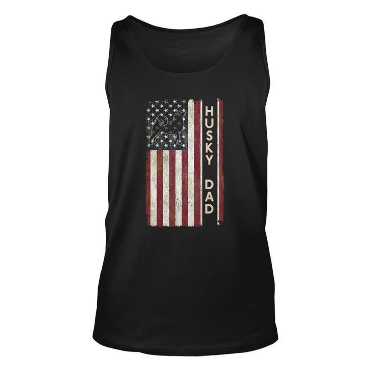 Husky Dad Dog American Flag Fathers Day Gift Men Unisex Tank Top