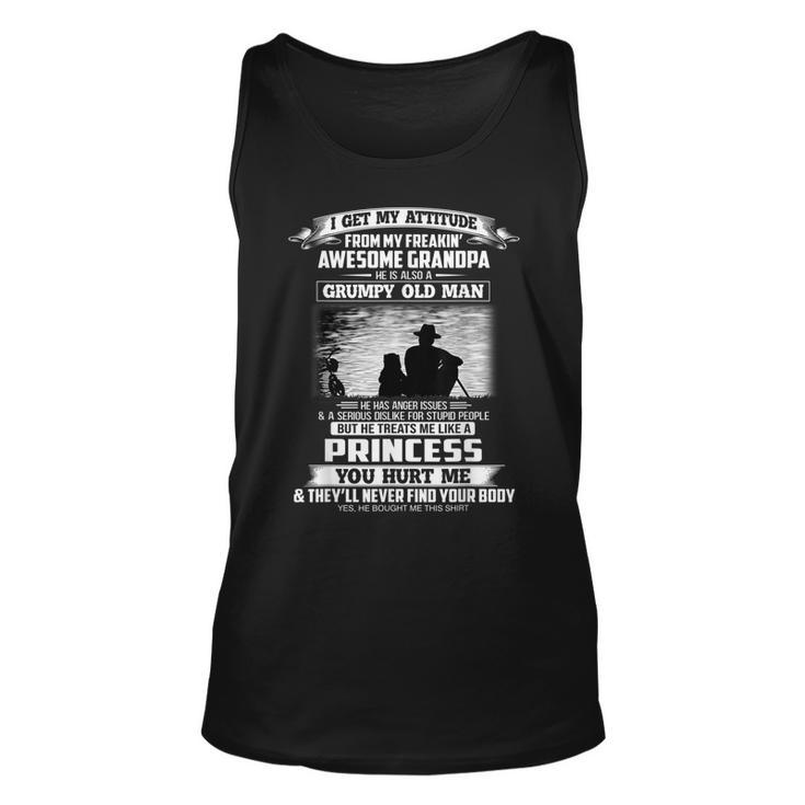 I Get My Attitude From My Freakin Awesome Grandpa Grandkids  Unisex Tank Top