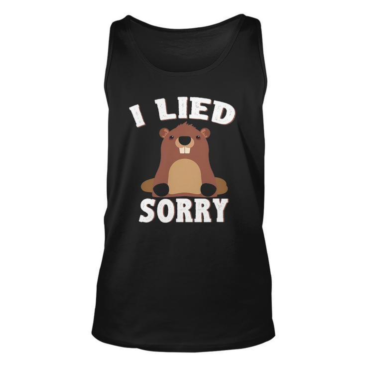 I Lied Sorry Funny Groundhog Day Brown Pig Gift Unisex Tank Top