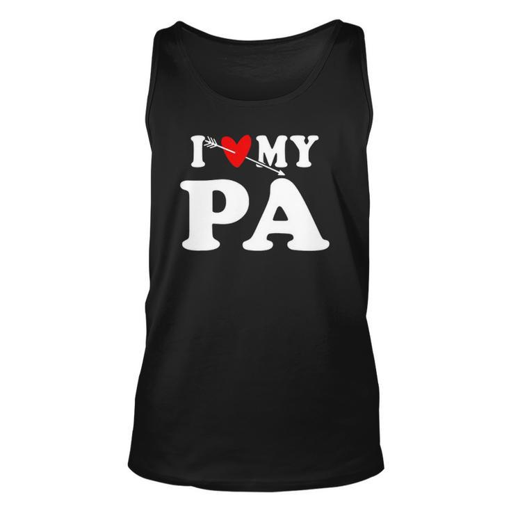 I Love My Pa With Heart Fathers Day Wear For Kid Boy Girl Unisex Tank Top