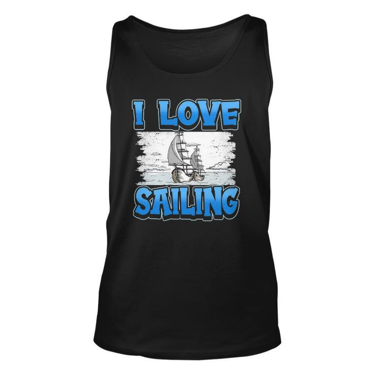 I Love Sailing Sailor Boat Ocean Ship Captain Unisex Tank Top