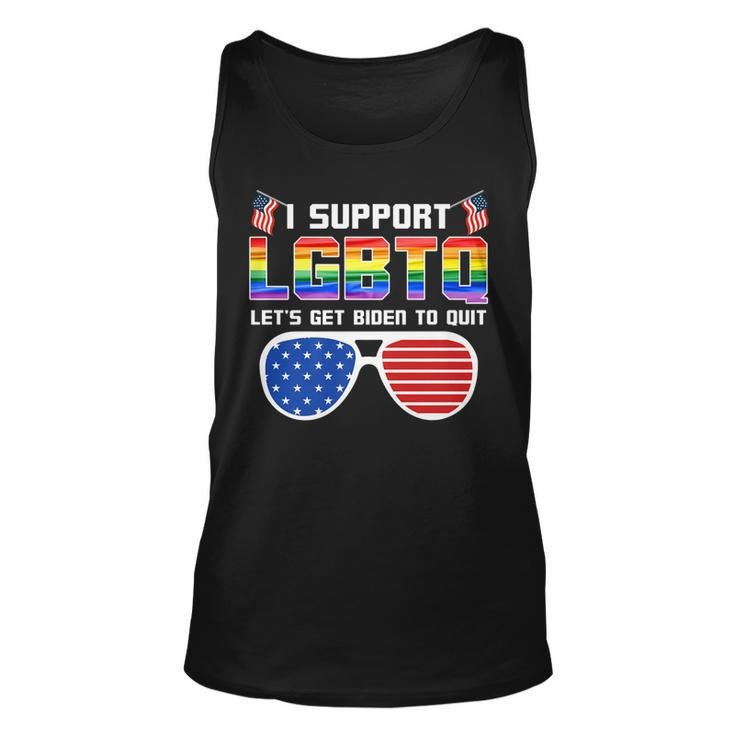 I Support Lgbtq Lets Get Biden To Quit Funny Political   Unisex Tank Top