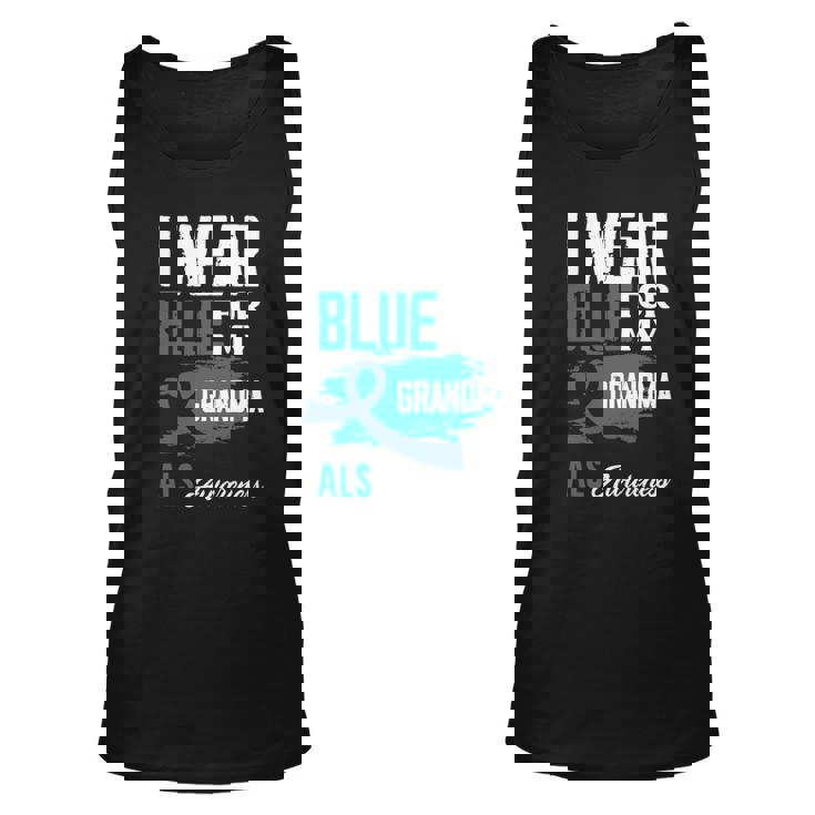 I Wear Blue For My Grandma Support Als Awareness Unisex Tank Top