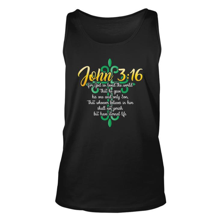 John 316 For God So Loved The World Christian Unisex Tank Top
