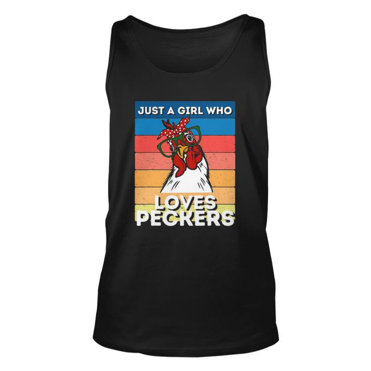 Just A Girl That Loves Peckers Funny Chicken Woman Tee Unisex Tank Top