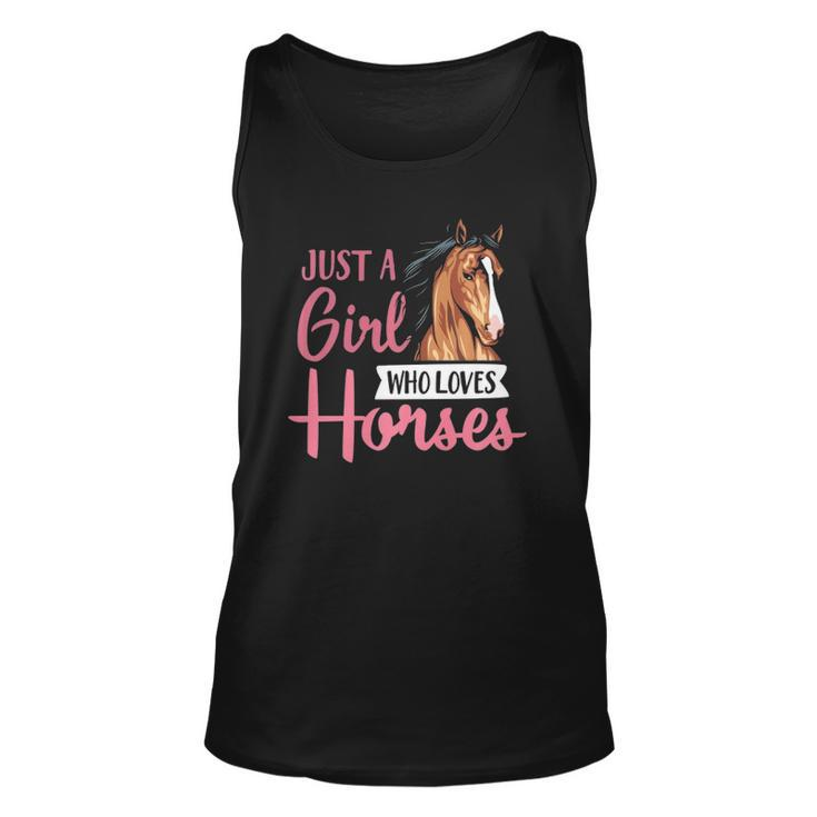 Just A Girl Who Loves Horses Cute Horseback Riding Lesson Unisex Tank Top