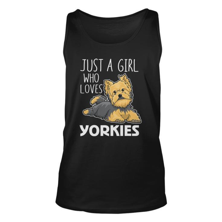 Womens Just A Girl Who Loves Yorkies Yorkshire Terrier Tank Top