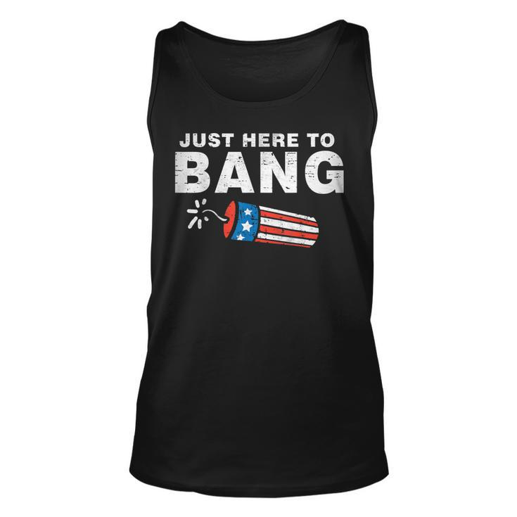 Just Here To Bang Funny Fireworks 4Th Of July Boys Men Kids  Unisex Tank Top