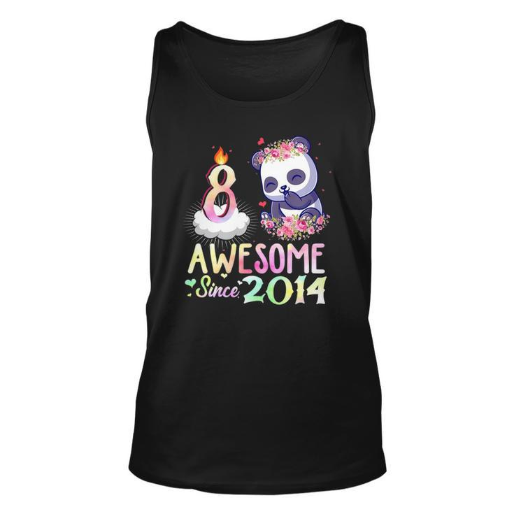 Kids Awesome Since 2014 8Th Birthday 8 Years Old Panda Girl Unisex Tank Top