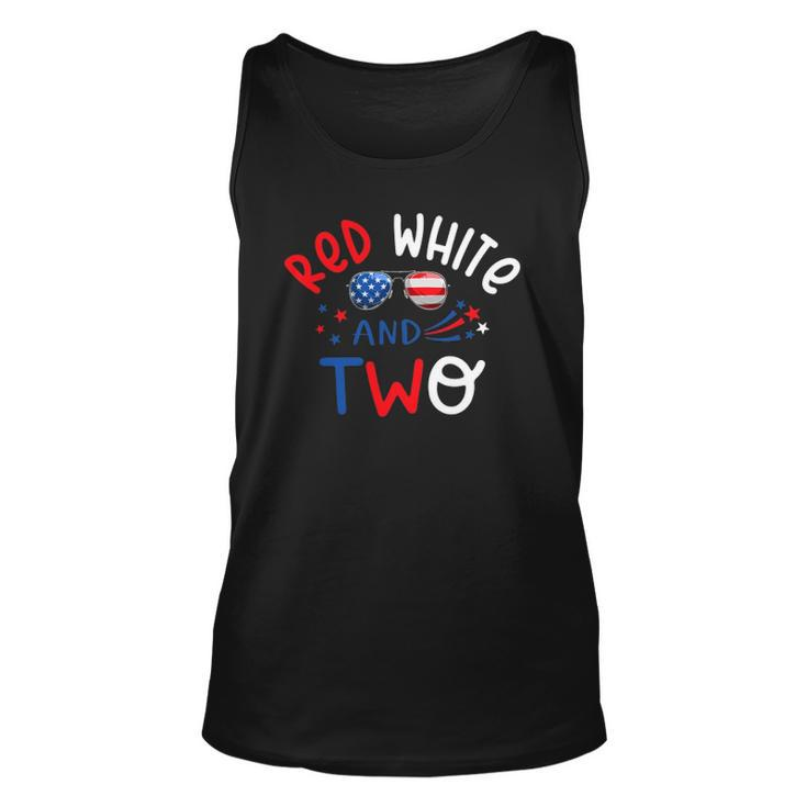 Kids Red White And Two 2Nd Birthday 4Th Of July Firework Boy Tank Top