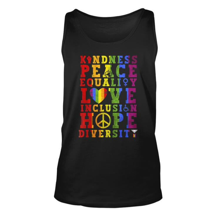 Kindness Equality Love Lgbtq Rainbow Flag Gay Pride Month  Unisex Tank Top