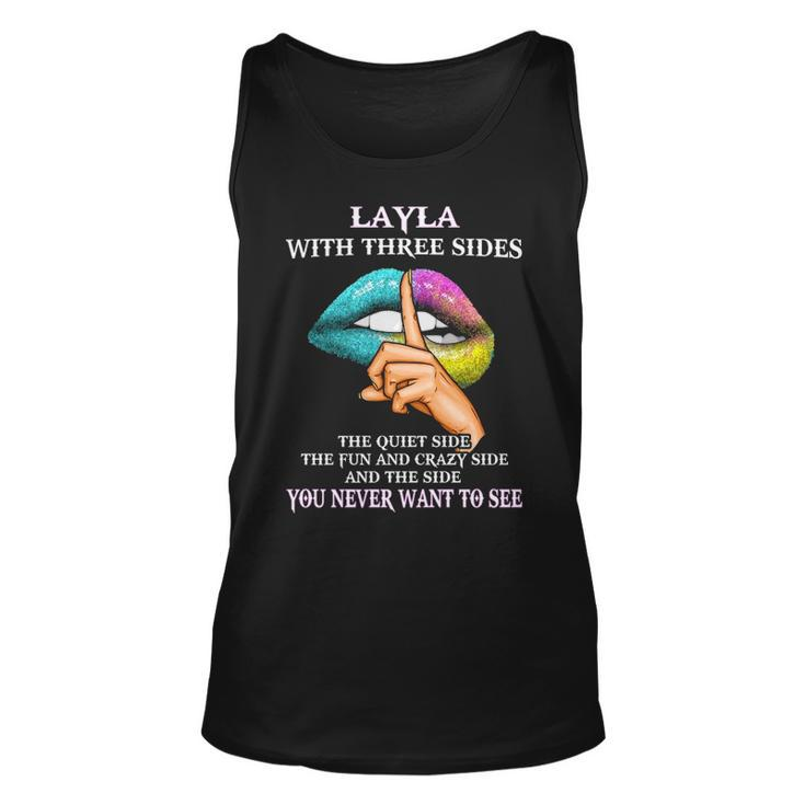 Layla Name Gift   Layla With Three Sides Unisex Tank Top