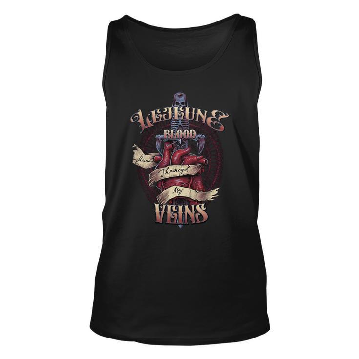 Lejeune Blood Runs Through My Veins Name Unisex Tank Top