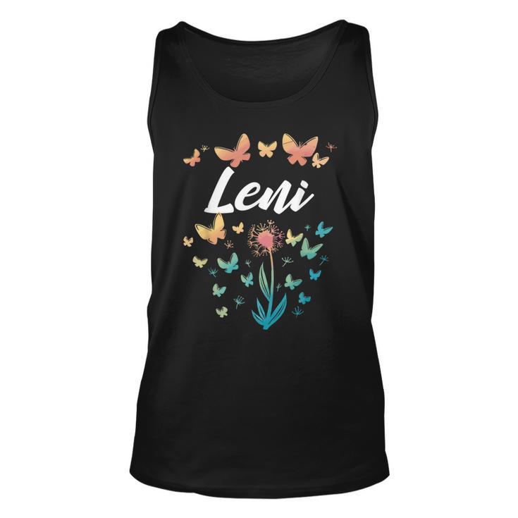 Leni Birthday Sister Butterfly Dandelion Name Leni  Unisex Tank Top