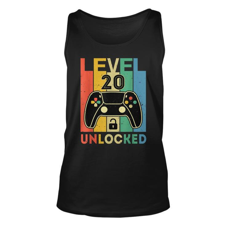 Level 20 Unlocked Retro Vintage Video Gamer 20Th Birthday  Unisex Tank Top