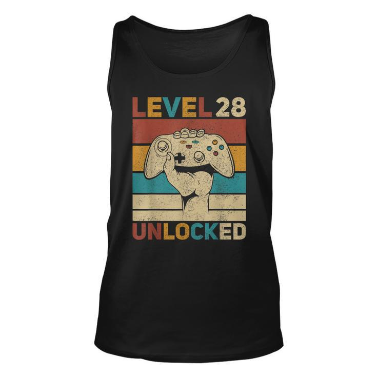 Level 28 Unlocked 28Th Birthday 28 Years Old Gamer Women Men  Unisex Tank Top