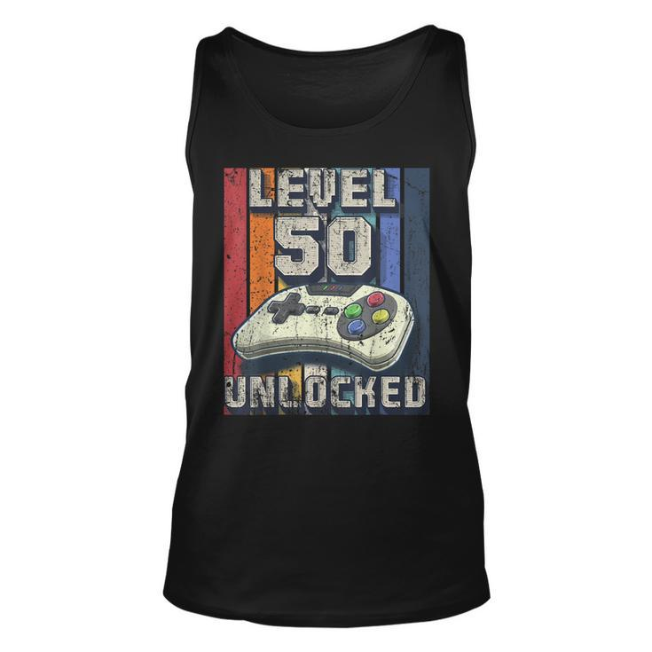 Level 50 Unlocked Video Game 50Th Birthday Gamer Boys  Unisex Tank Top