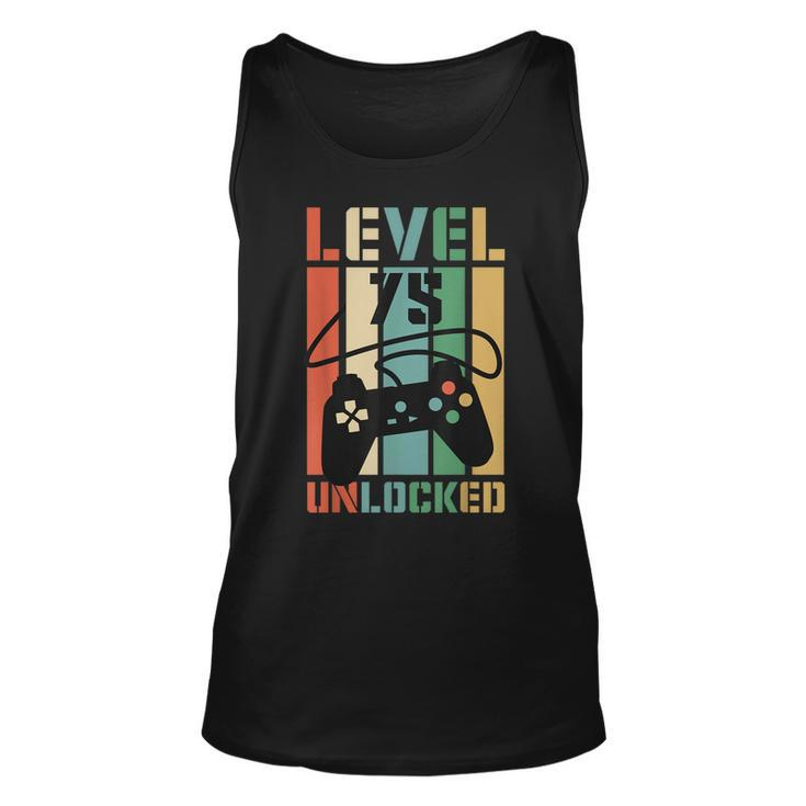 Level 75 Unlocked Funny Video Game 75Th Birthday Gamer Party  Unisex Tank Top