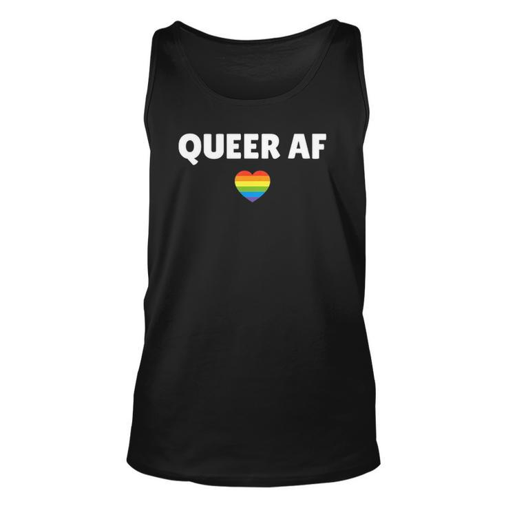 Lgbt Pride - Queer Af Rainbow Flag Heart Unisex Tank Top