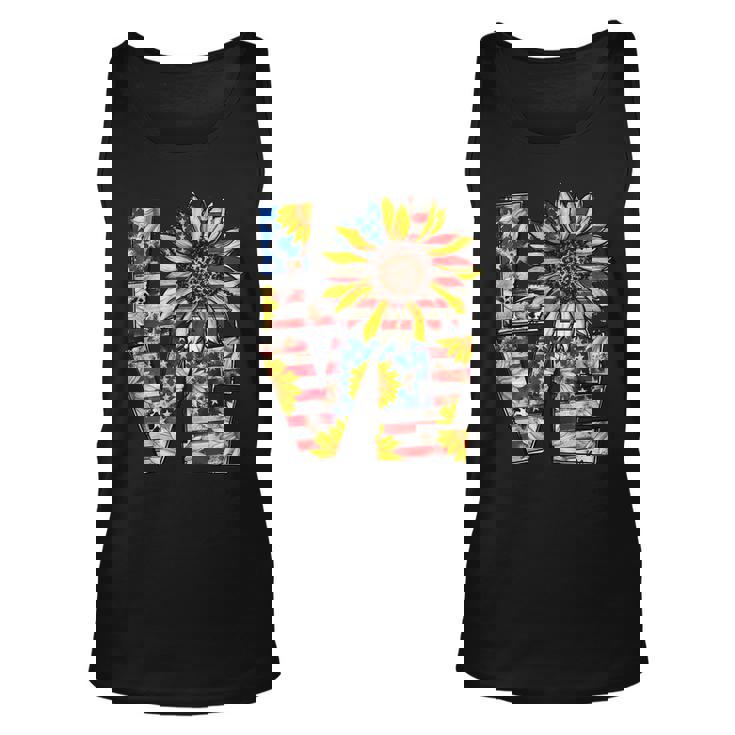 Love 4Th Of July Leopard Us Flag Sunflower Fourth Of July  Unisex Tank Top