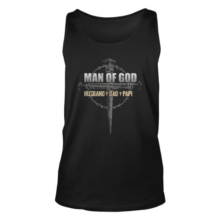 Man Of God Husband Dad Papi Vintage Fathers Day Gift Unisex Tank Top