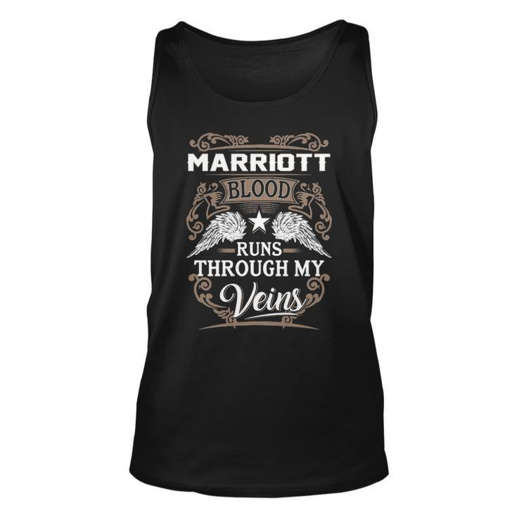Marriott Name Gift   Marriott Blood Runs Through My Veins Unisex Tank Top