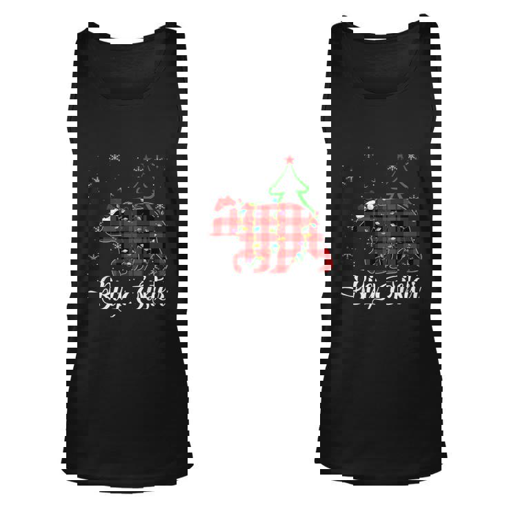 Matching Buffalo Plaid Christmas Bigsister Bear Pajama Unisex Tank Top