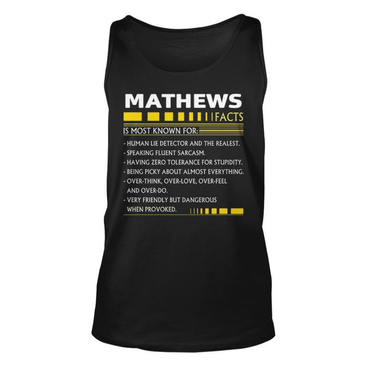 Mathews Name Gift   Mathews Facts Unisex Tank Top