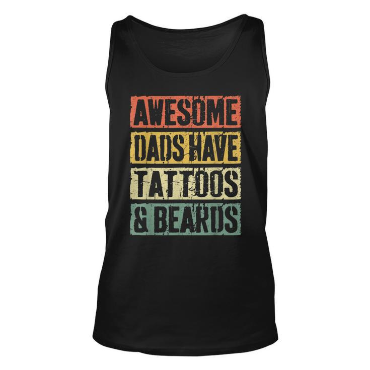 Mens Awesome Dads Have Tattoos And Beards  Fathers Day  V3 Unisex Tank Top