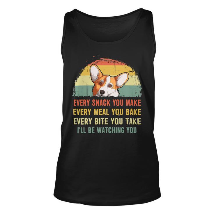 Mens Funny Corgi Retro Every Snack You Make Every Meal You Bake V2 Unisex Tank Top