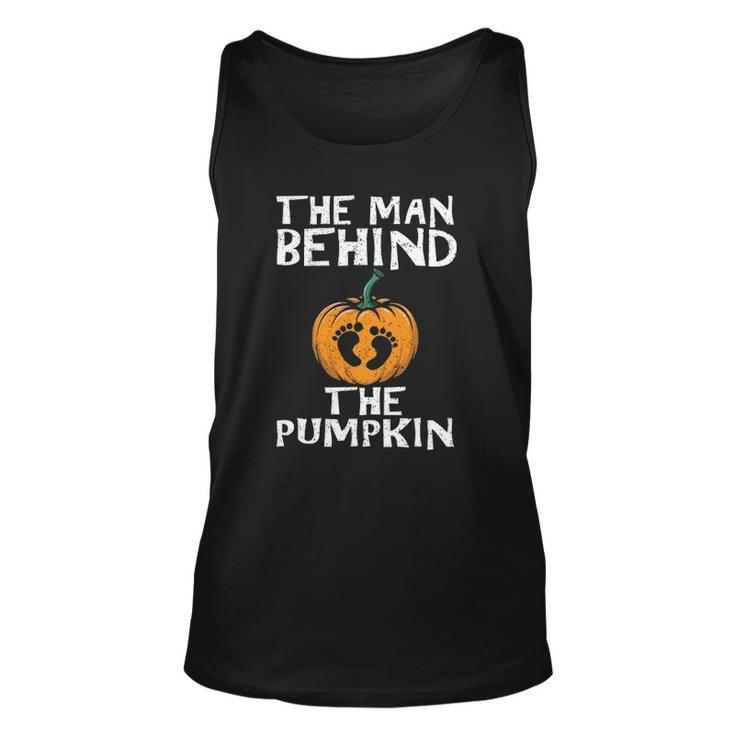 Mens Halloween Pregnancy Dad The Man Behind The Pumpkin Unisex Tank Top