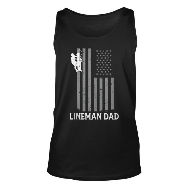 Mens Lineman Dad American Flag Electric Cable Mens Lineman  Unisex Tank Top