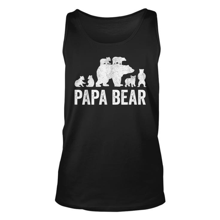 Mens Papa Bear Fathers Day Grandad  Fun 6 Cub Kid Grandpa  Unisex Tank Top