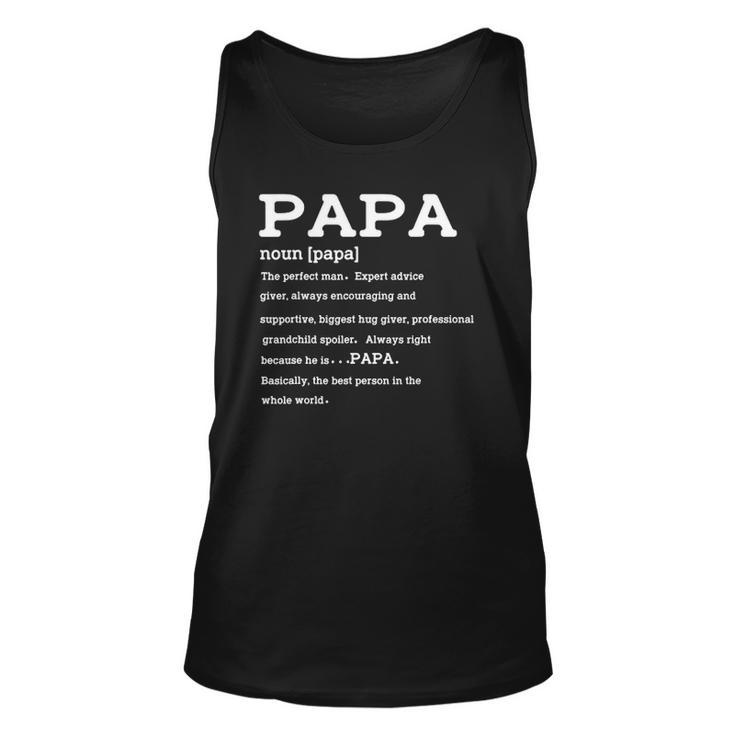 Mens Papa Definition Noun Nutrition Fathers Day Grandpa Unisex Tank Top