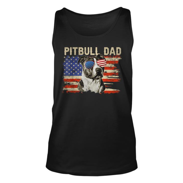 Mens Patriotic Pitbull Dad  4Th Of July American Flag Usa  Unisex Tank Top