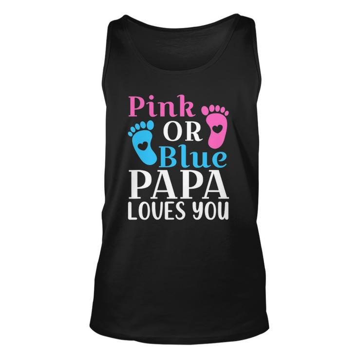 Mens Pink Or Blue Papa Loves You  Cute Gender Reveal Father Unisex Tank Top