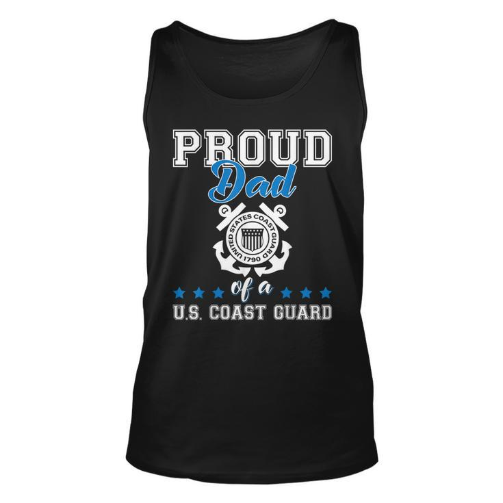 Mens Proud Dad Of A Coast Guard Military Family Us 4Th Of July  Unisex Tank Top