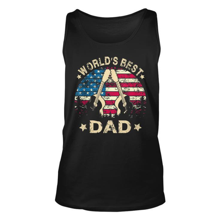 Mens Worlds Best Guitar Dad T  4Th Of July American Flag Unisex Tank Top