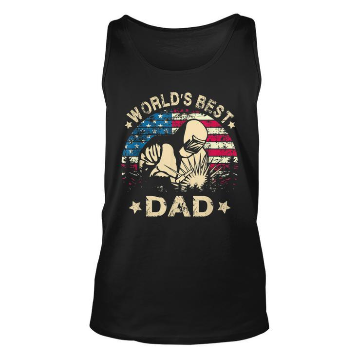 Mens Worlds Best Welder Dad T  4Th Of July American Flag Unisex Tank Top